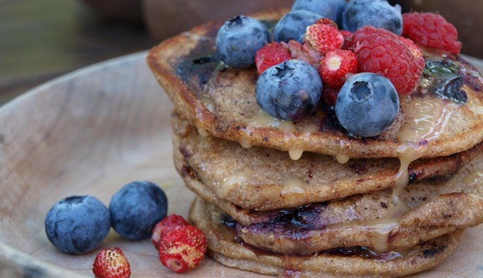 Blueberry pancakes ready